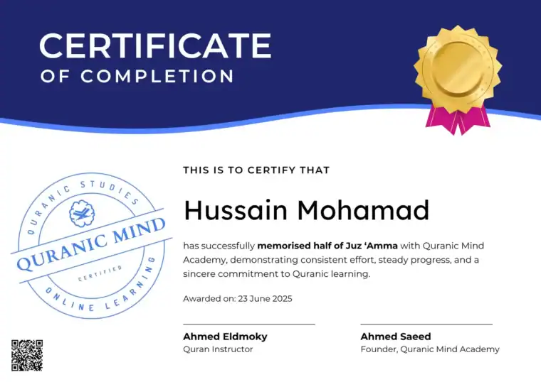 Certificate for Hussain Mohamad