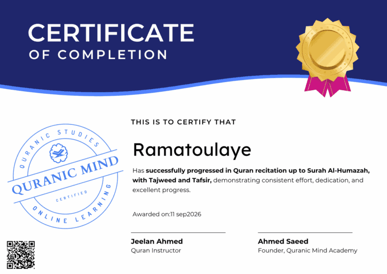 Certificate for Ramatoulaye