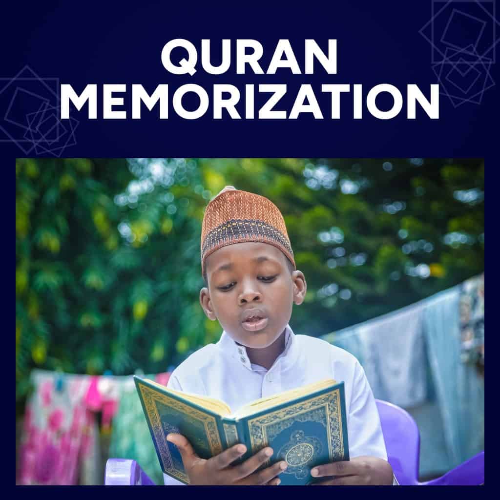 Quran Memorization (Hifz) course: a boy in a kufi reciting aloud from the Quran