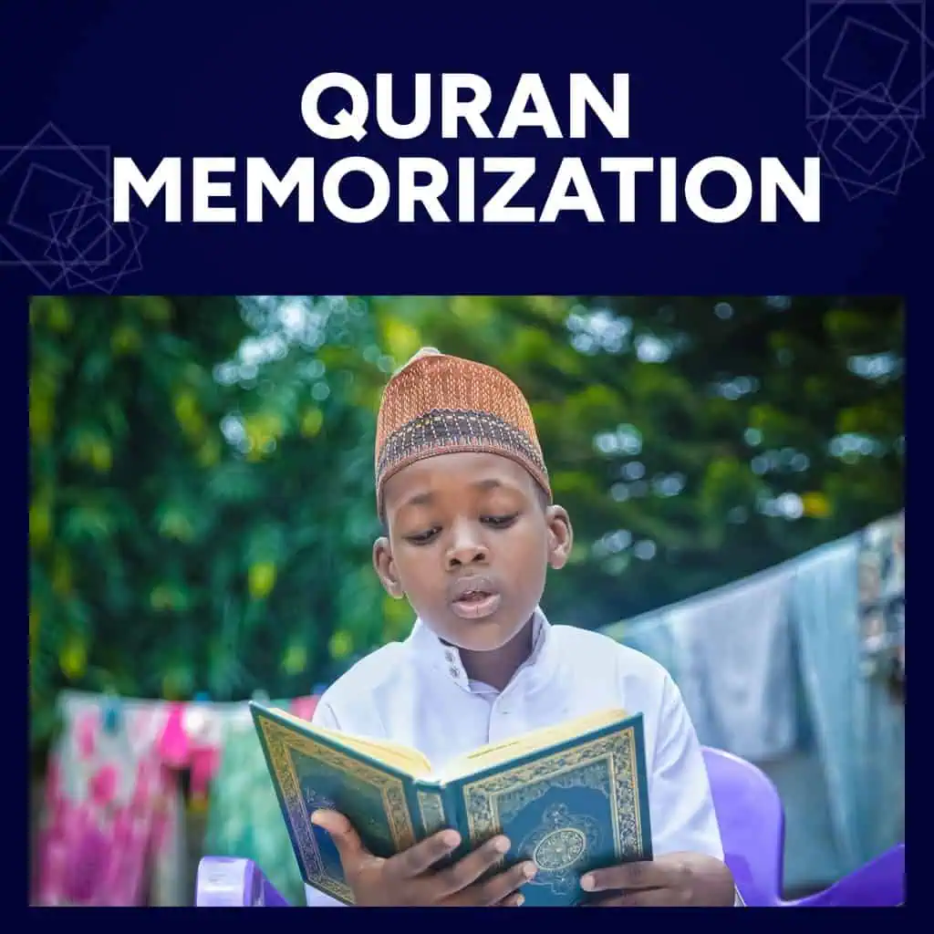 Quran Memorization (Hifz) course: a boy in a kufi reciting aloud from the Quran